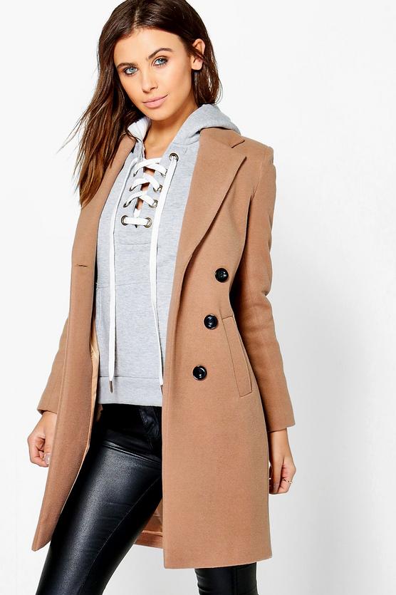 Petite Fatih Double Breasted Camel Duster Coat